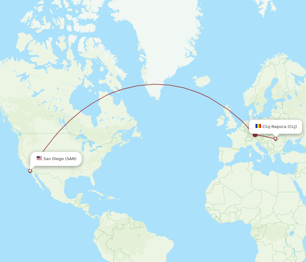 SAN-CLJ flight routes
