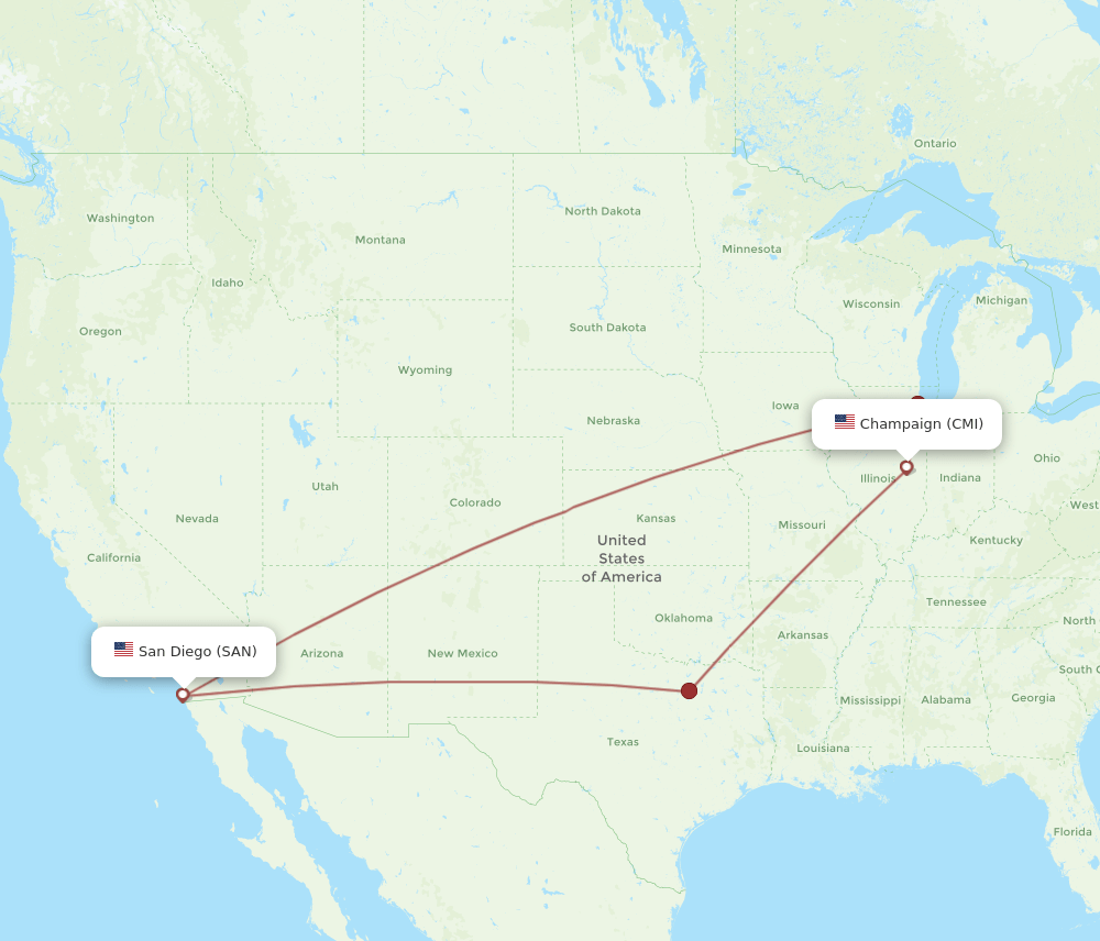 SAN-CMI flight routes