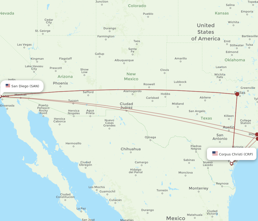 SAN-CRP flight routes