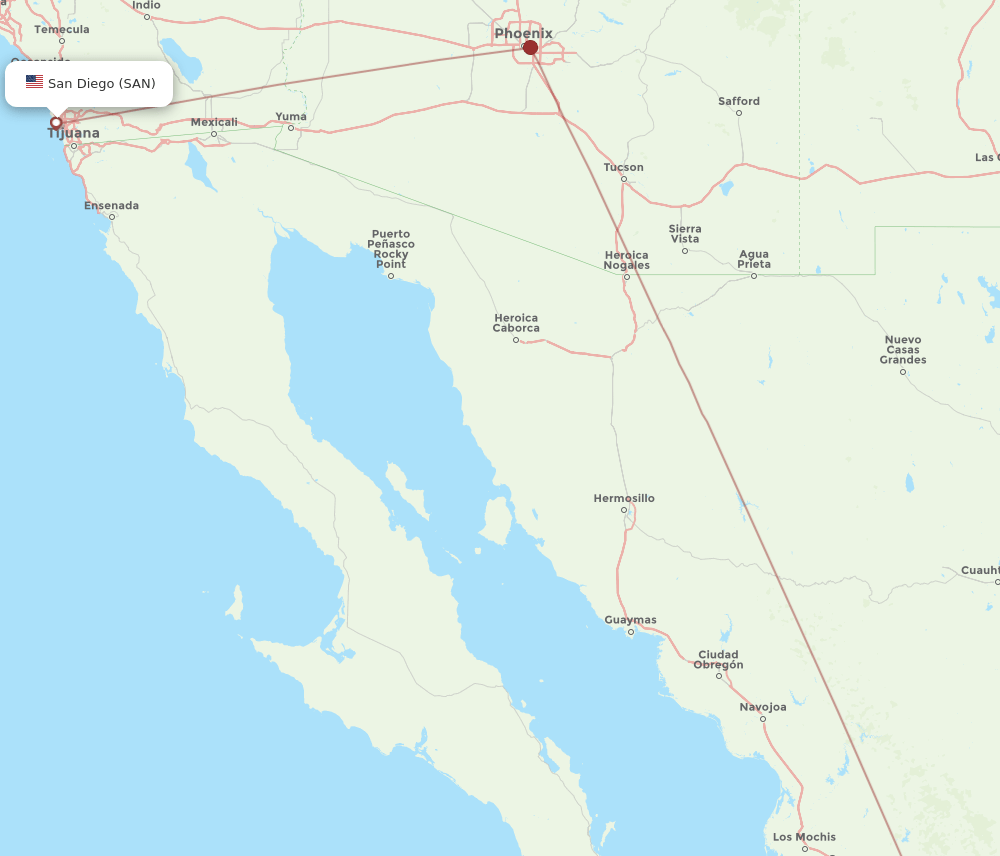 SAN-CUL flight routes