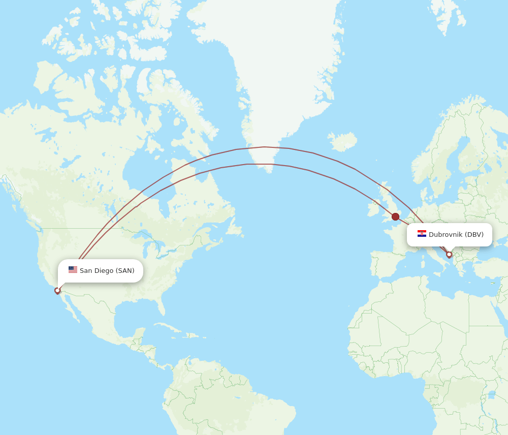 SAN-DBV flight routes