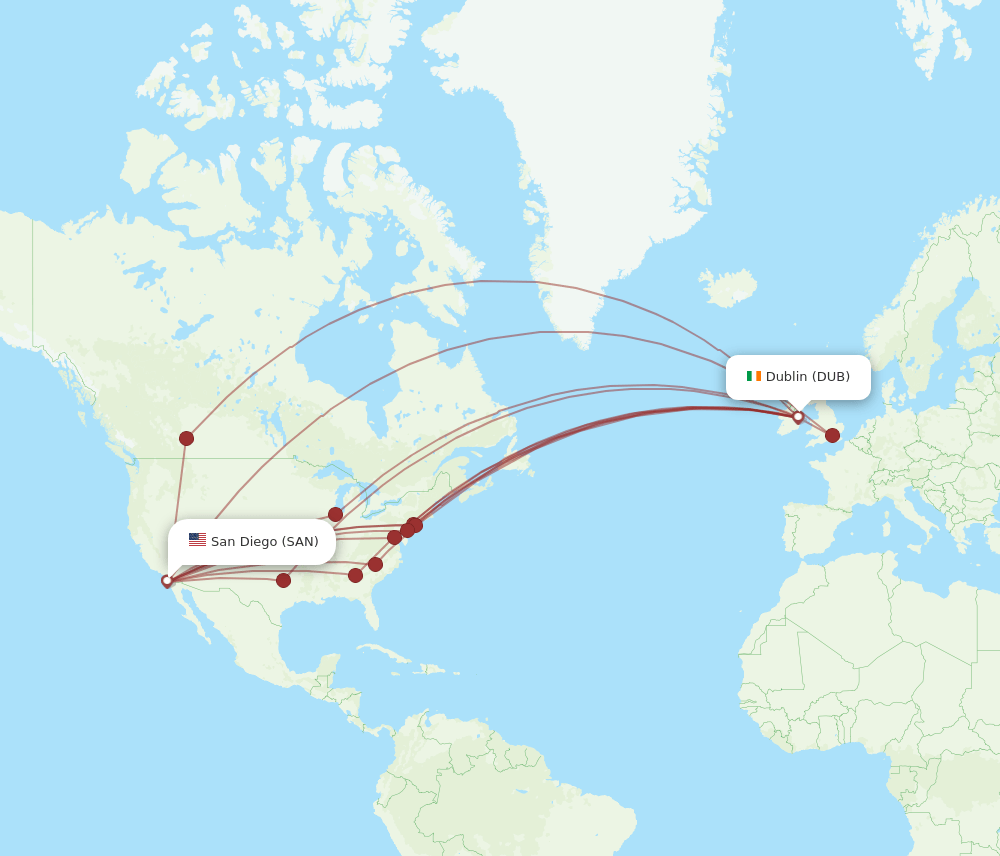 SAN-DUB flight routes