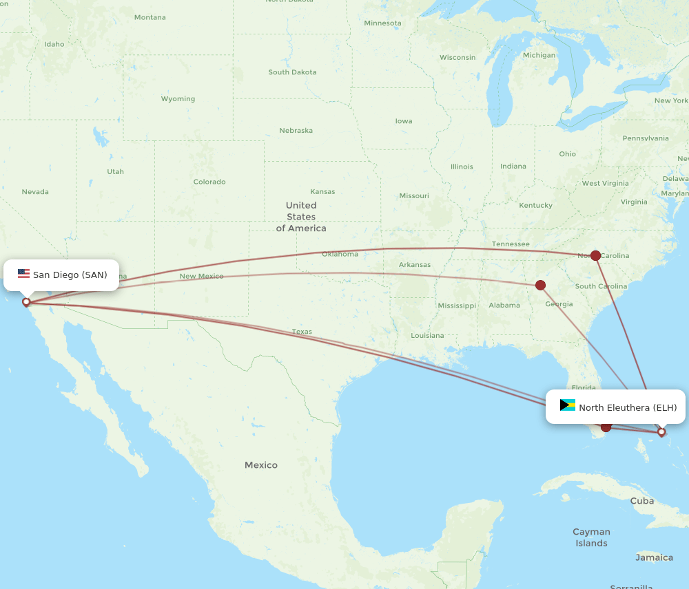 SAN-ELH flight routes
