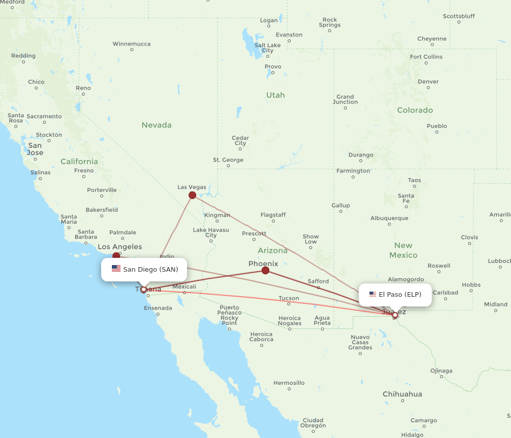 SAN-ELP flight routes