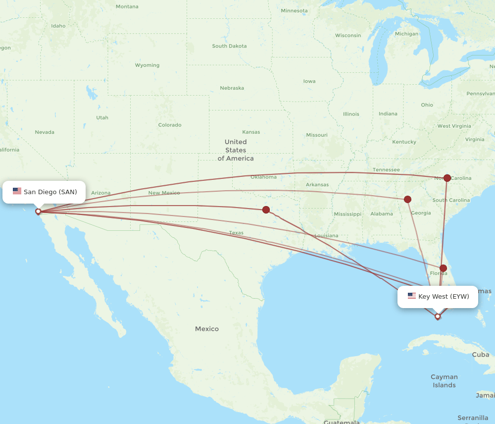 SAN-EYW flight routes