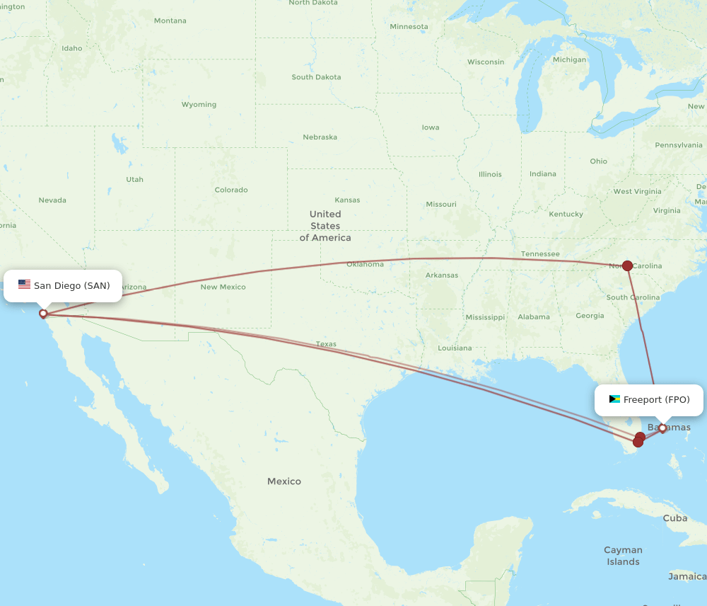 SAN-FPO flight routes
