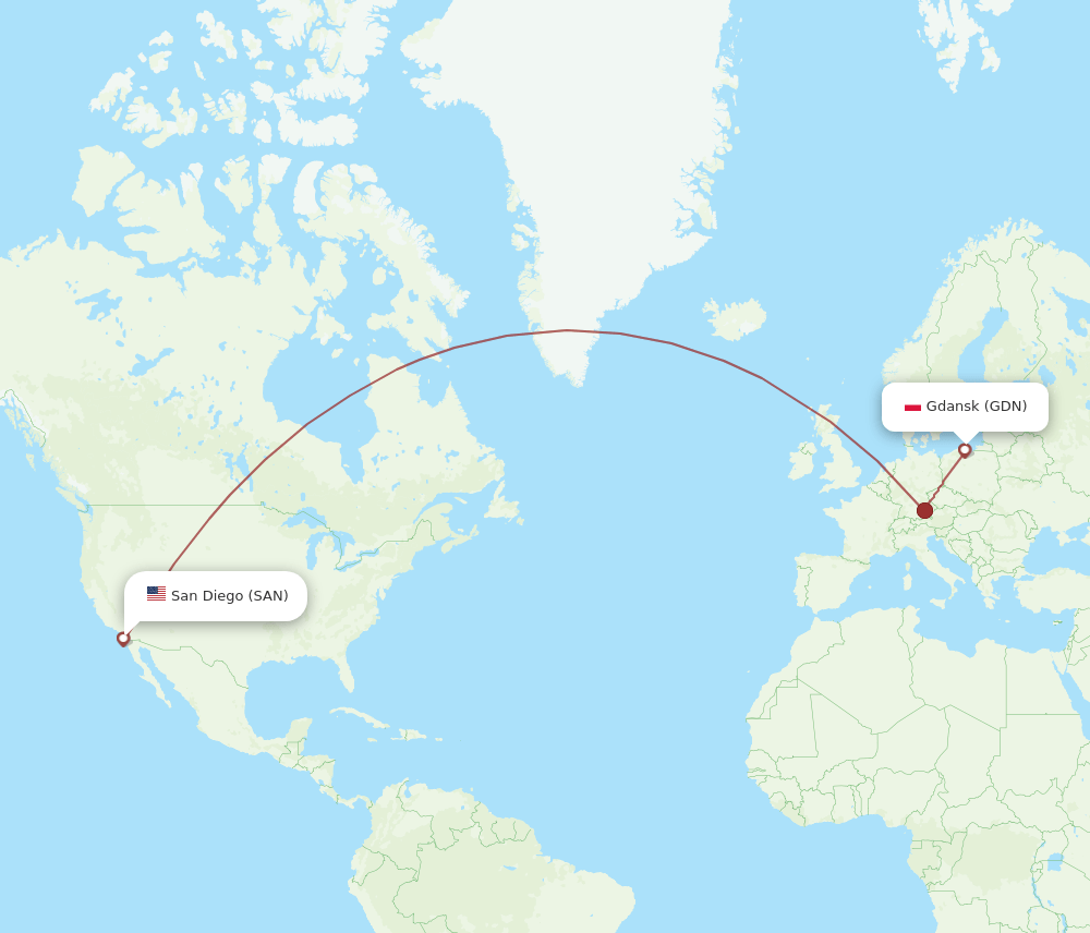 SAN-GDN flight routes
