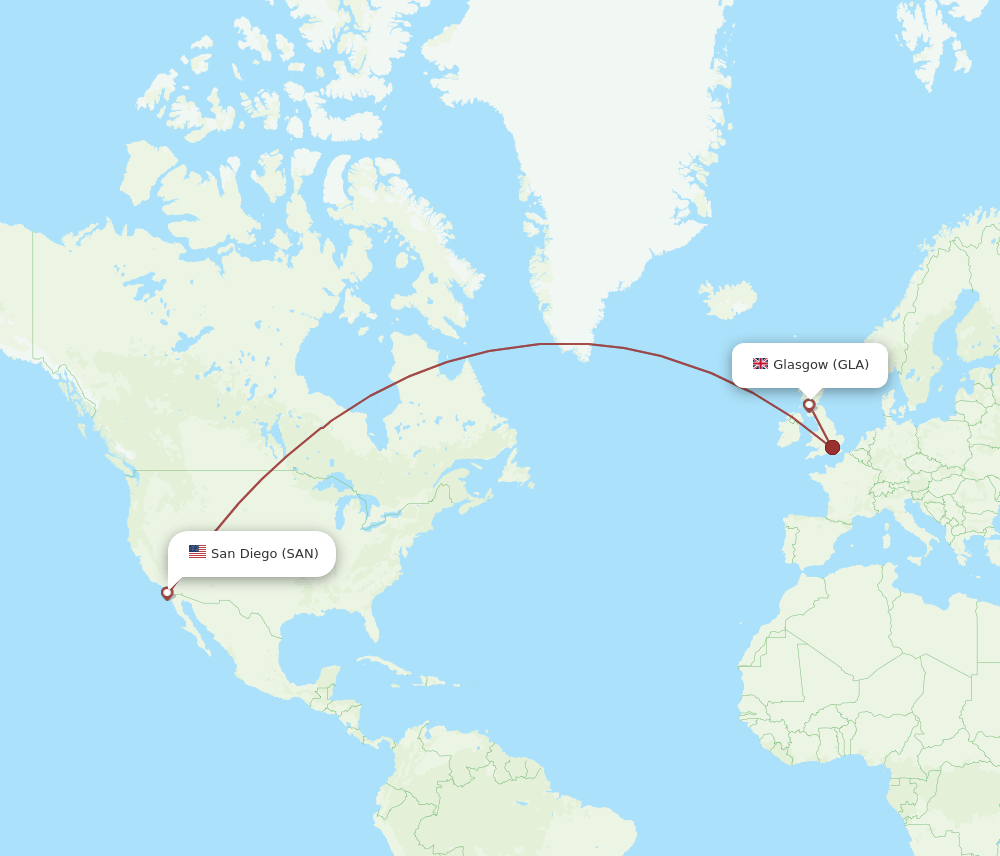 SAN-GLA flight routes
