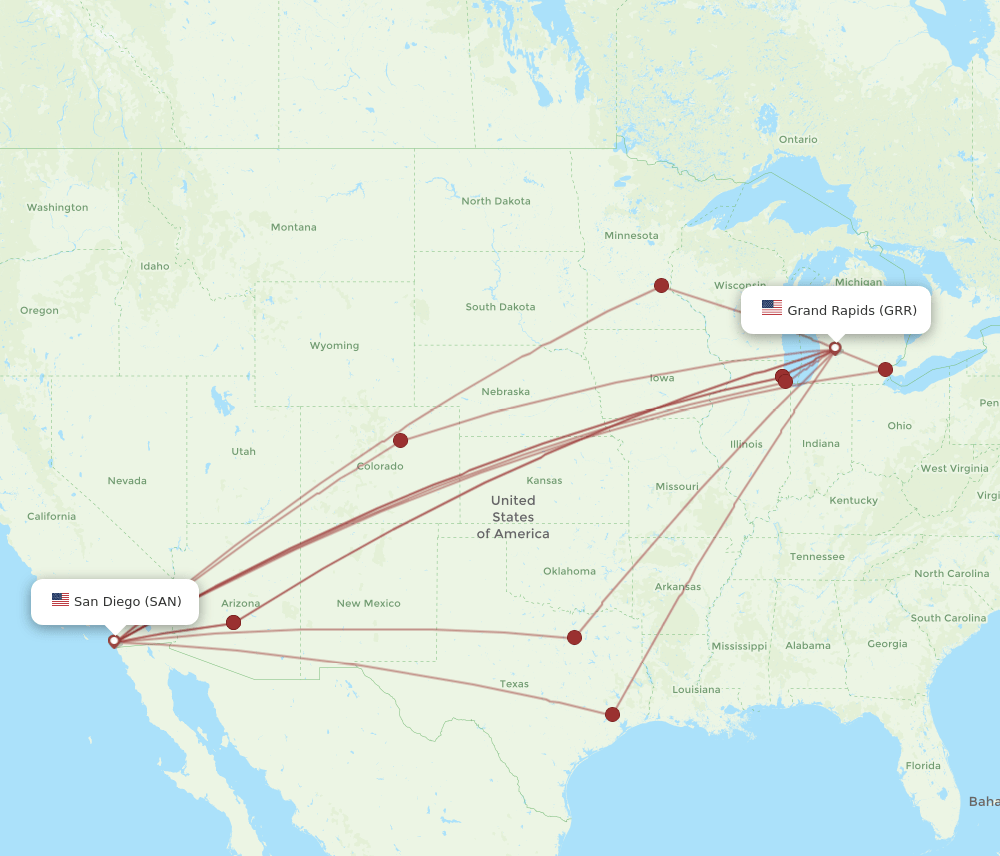 SAN-GRR flight routes