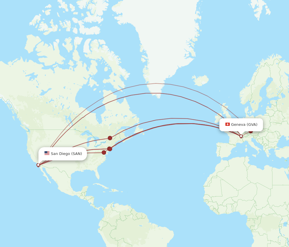 SAN-GVA flight routes