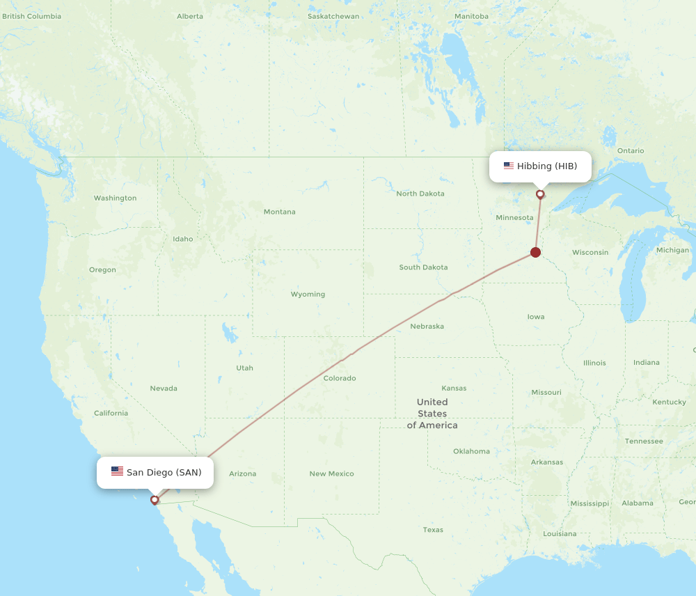 SAN-HIB flight routes