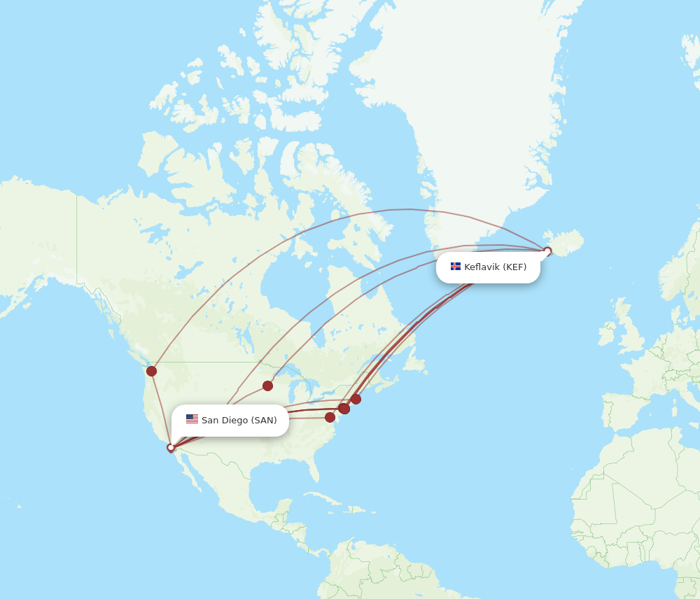 SAN-KEF flight routes