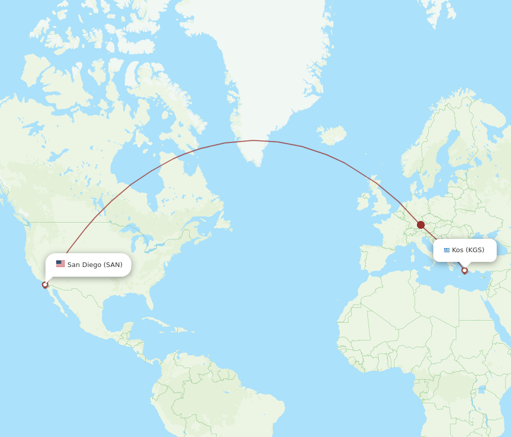 SAN-KGS flight routes