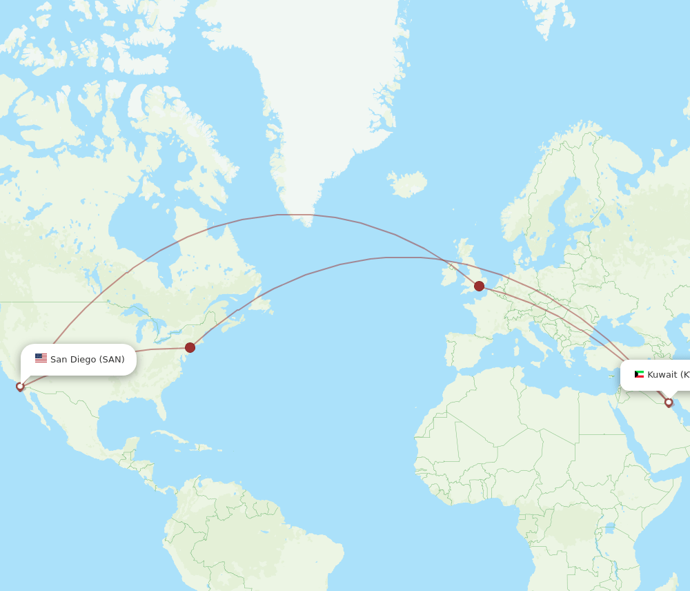 SAN-KWI flight routes