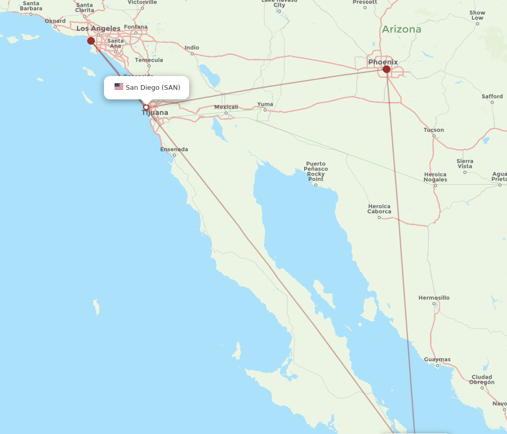 SAN to LTO flights and routes map