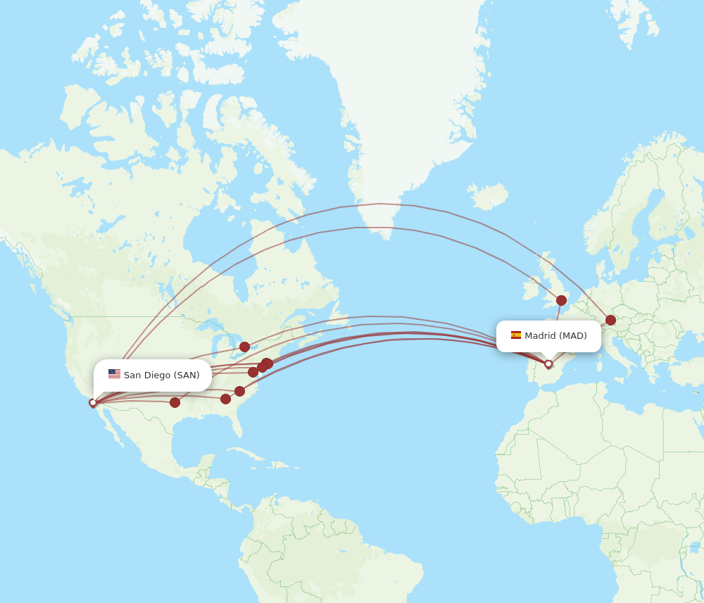 SAN-MAD flight routes