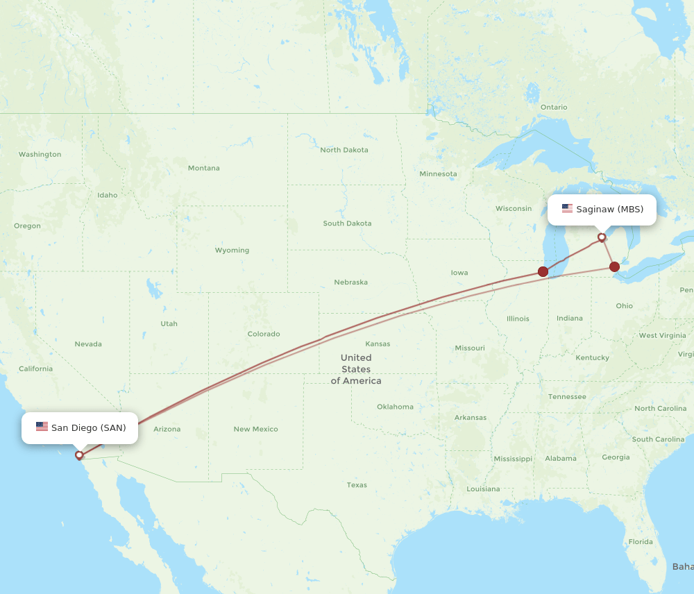 SAN-MBS flight routes