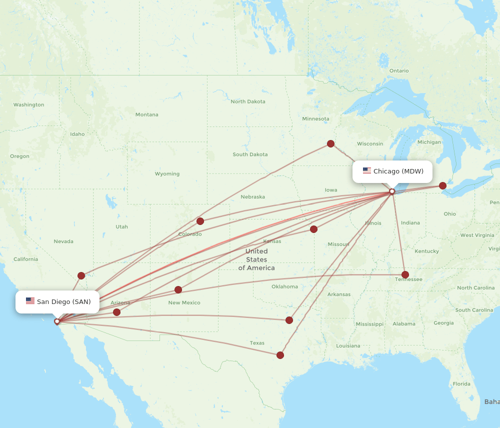 SAN-MDW flight routes