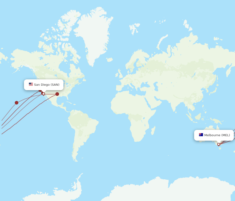 SAN-MEL flight routes