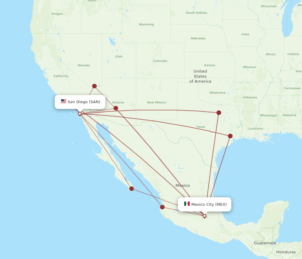 SAN-MEX flight routes
