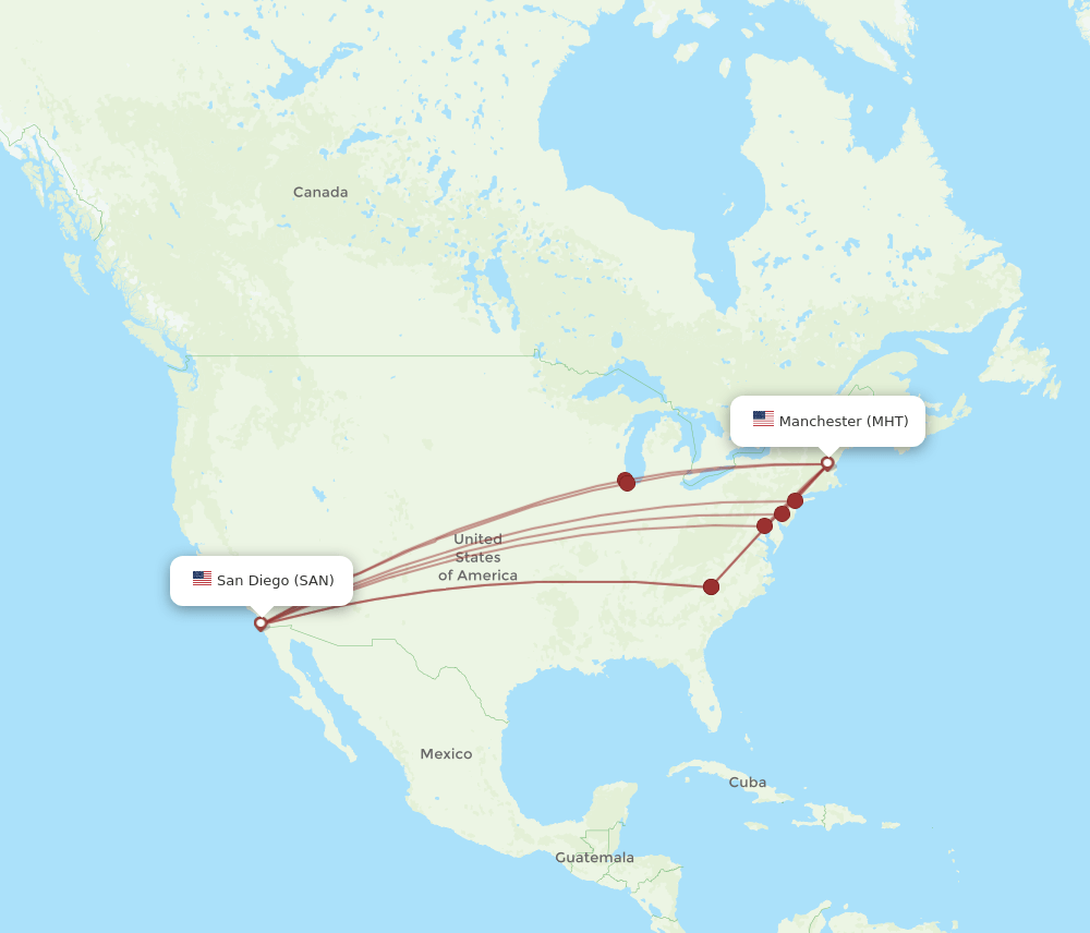 SAN-MHT flight routes