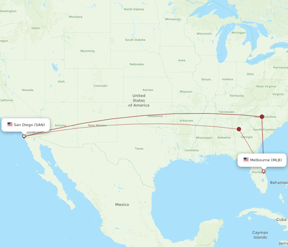 SAN-MLB flight routes