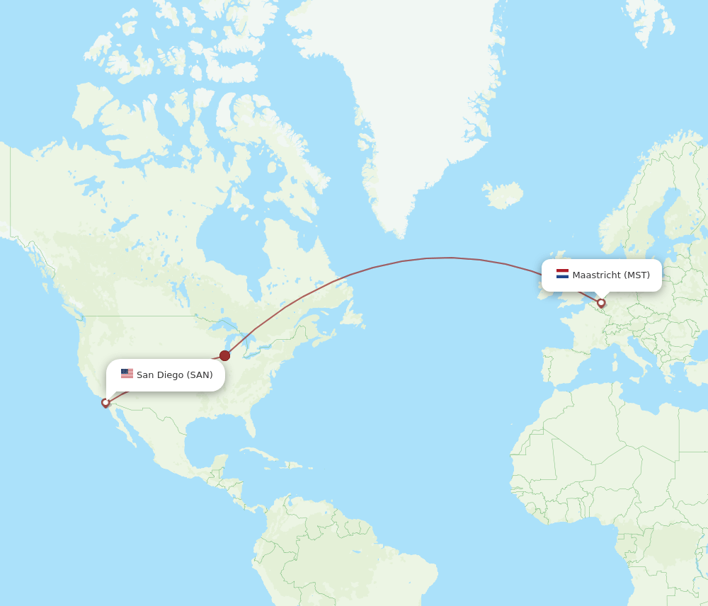 SAN-MST flight routes