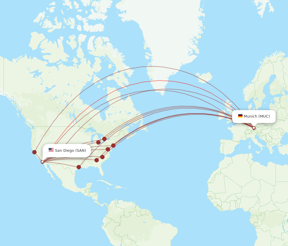 SAN-MUC flight routes