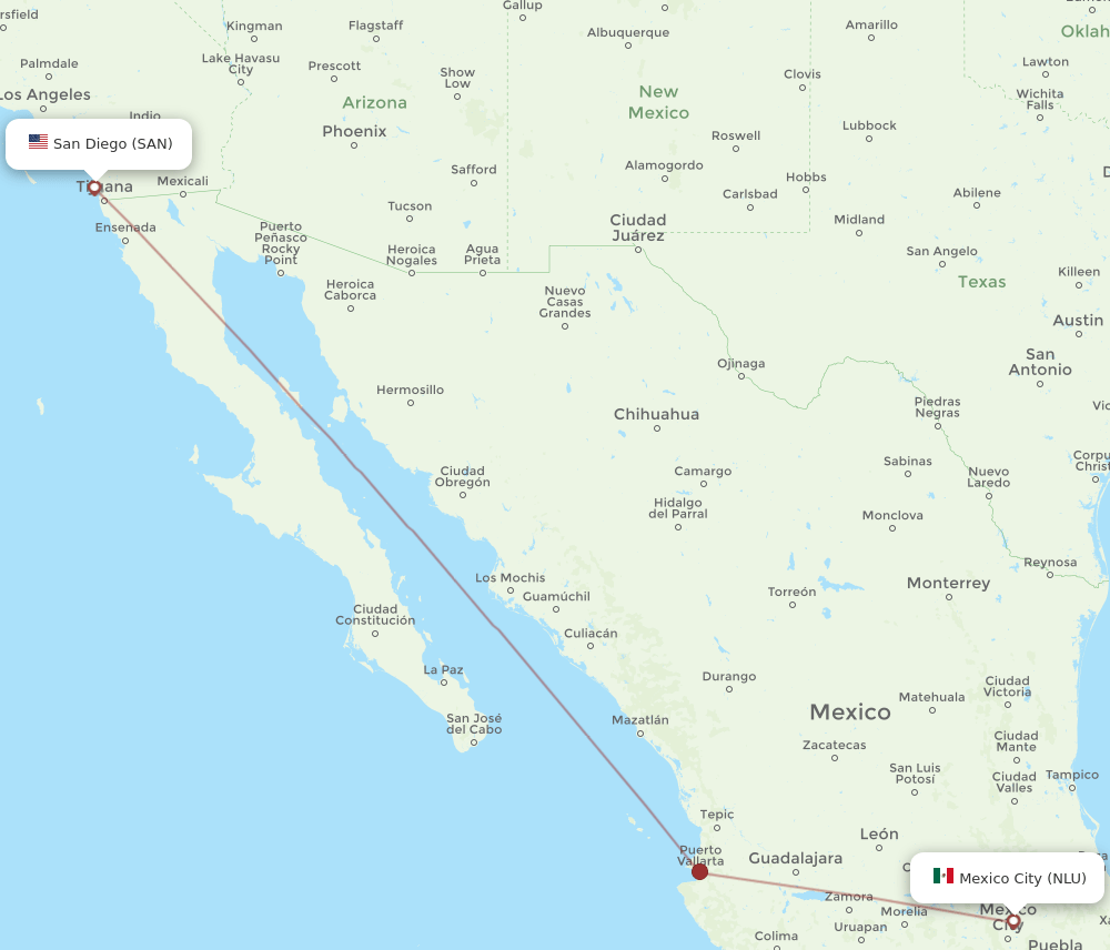 SAN-NLU flight routes