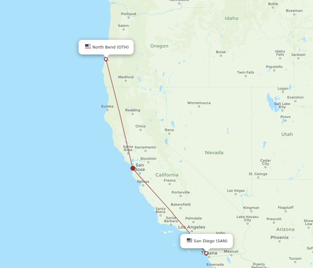 SAN-OTH flight routes