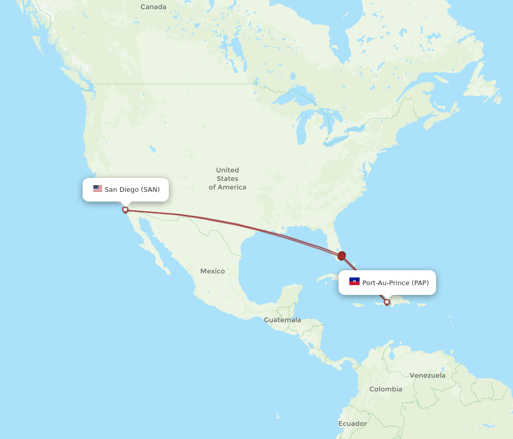 SAN-PAP flight routes