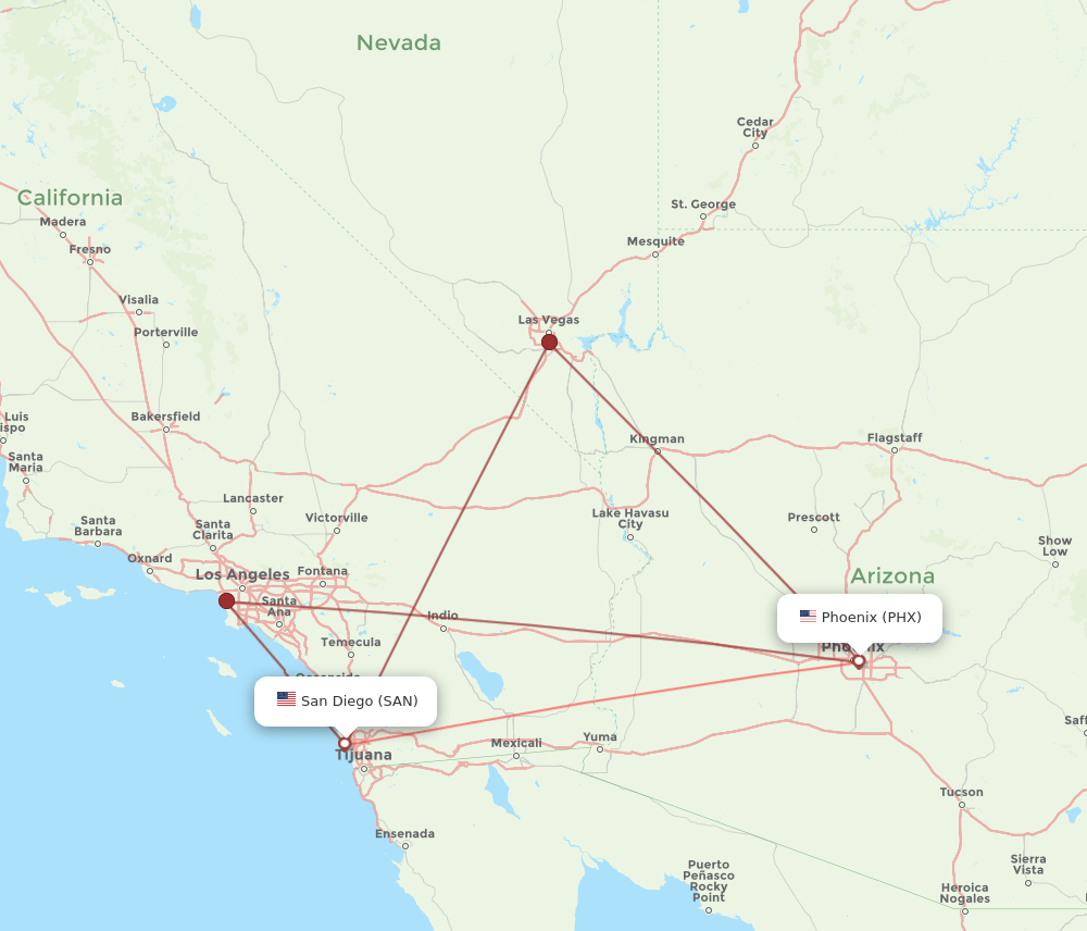 SAN-PHX flight routes