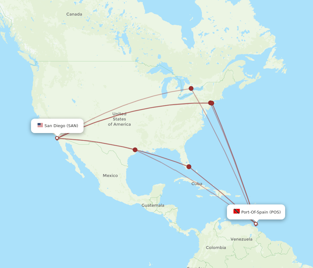 SAN-POS flight routes