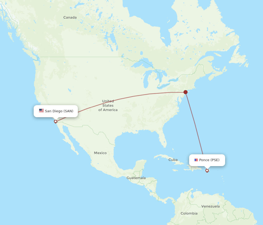 SAN-PSE flight routes