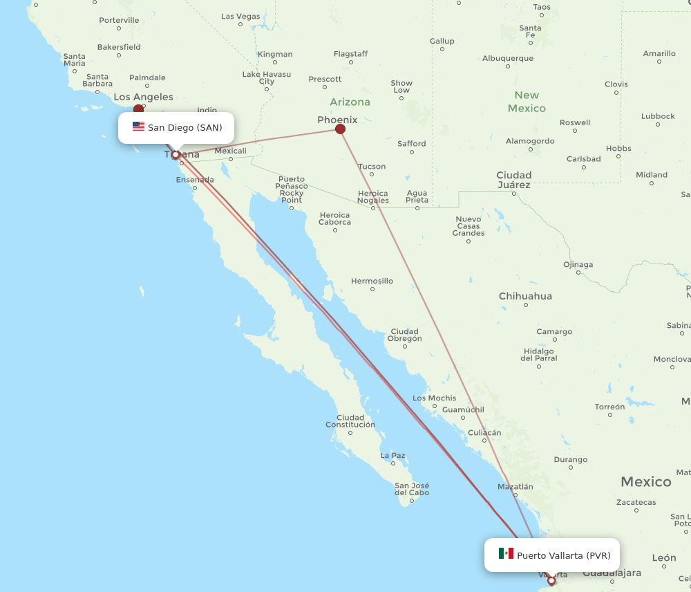 SAN-PVR flight routes