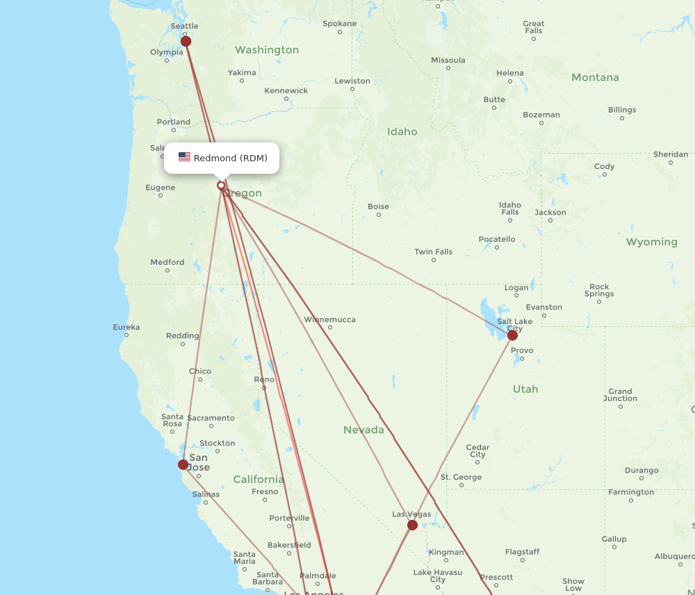 SAN-RDM flight routes