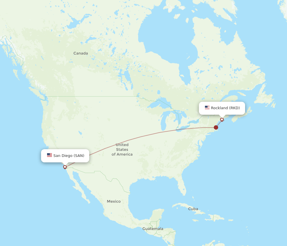 SAN to RKD flights and routes map