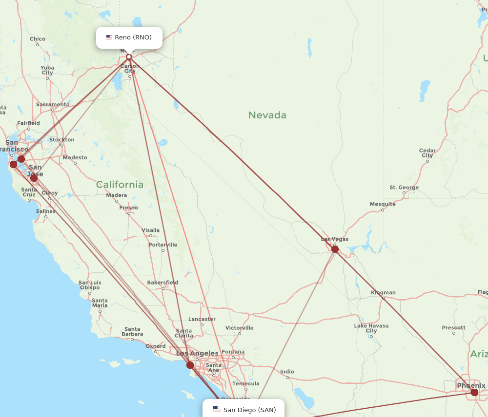 SAN-RNO flight routes