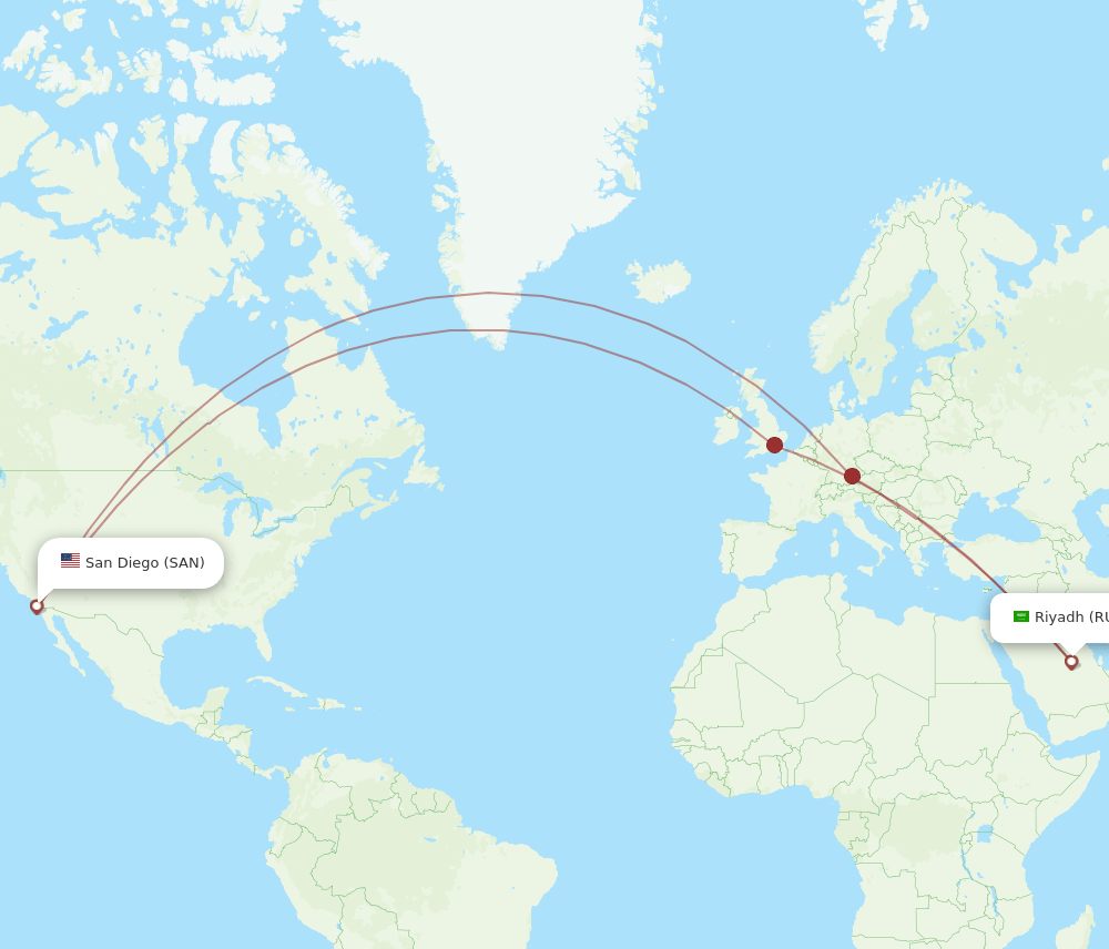 SAN-RUH flight routes