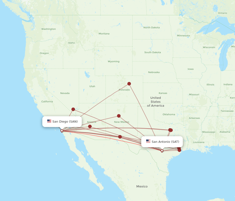 SAN-SAT flight routes