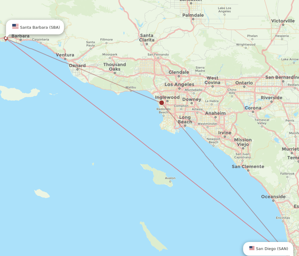 SAN-SBA flight routes