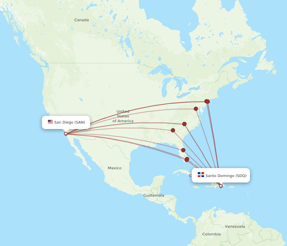 SAN-SDQ flight routes