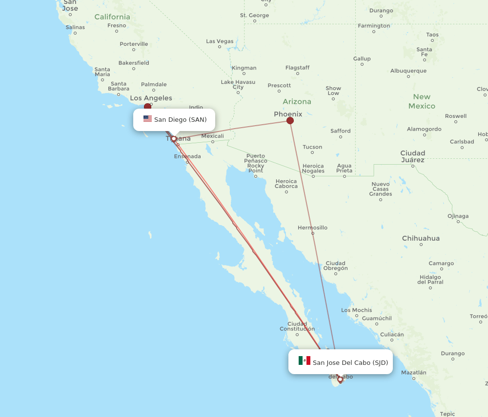 SAN-SJD flight routes