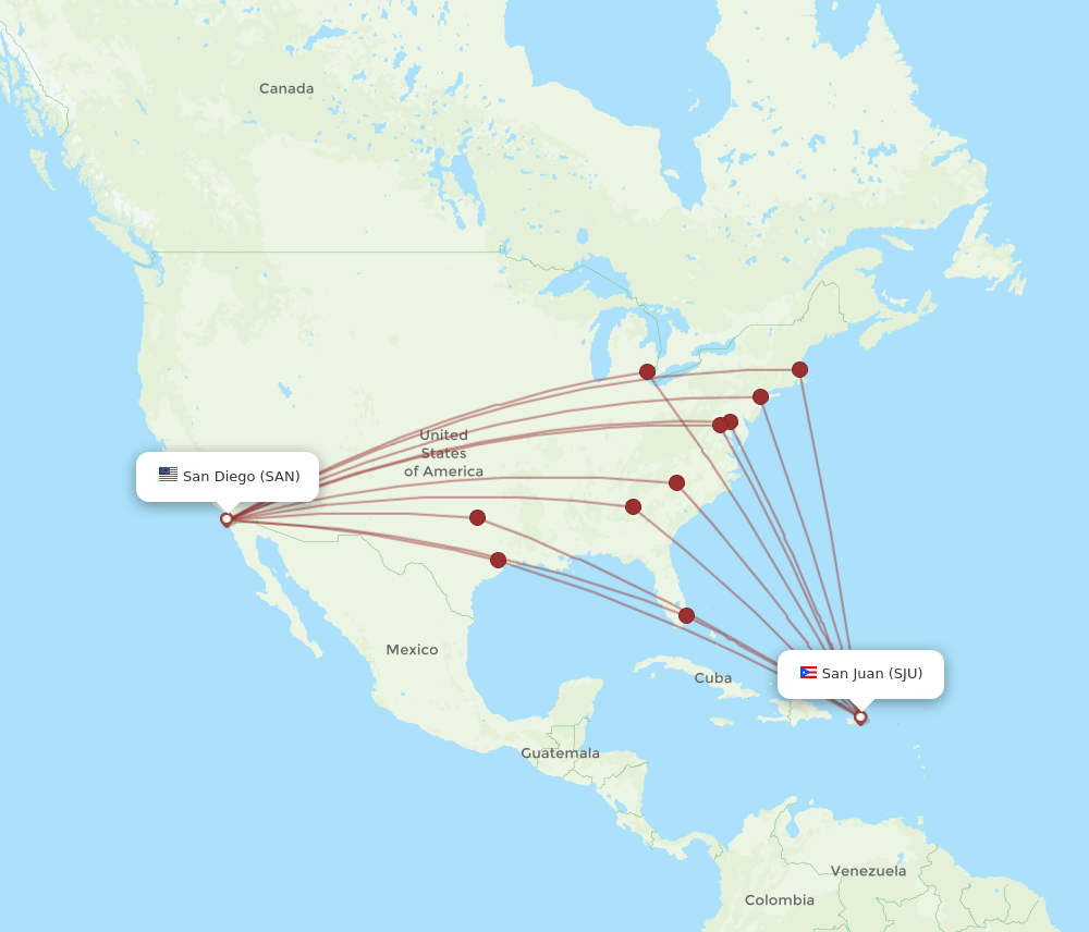 SAN-SJU flight routes