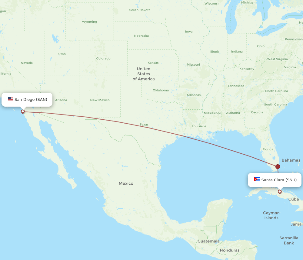 SAN-SNU flight routes