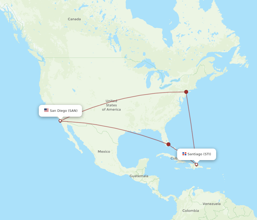 SAN-STI flight routes