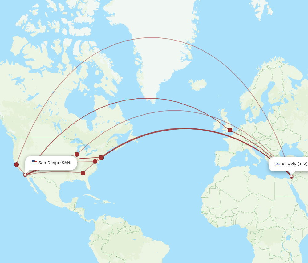 SAN-TLV flight routes