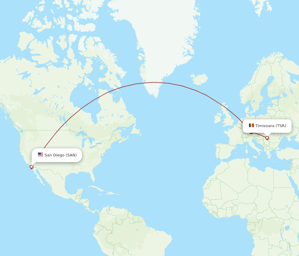 SAN to TSR flights and routes map