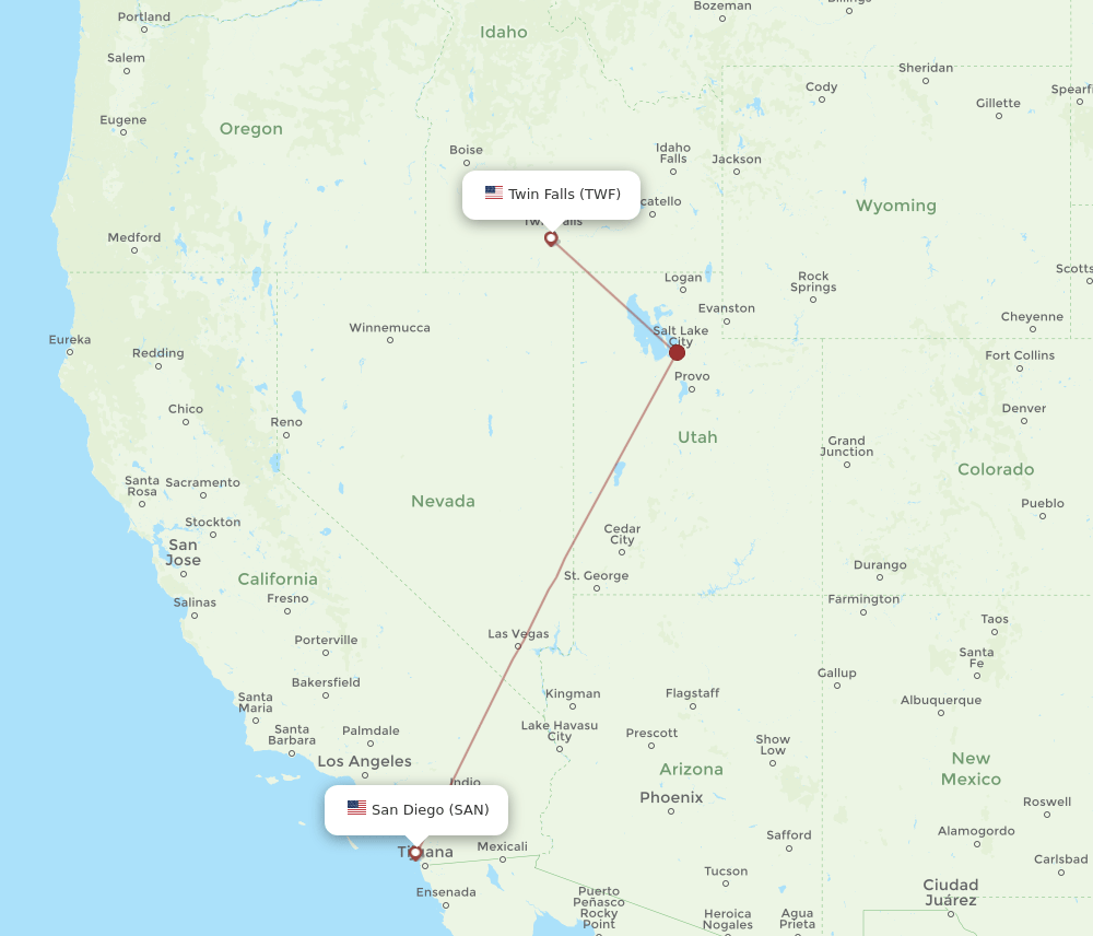 SAN-TWF flight routes