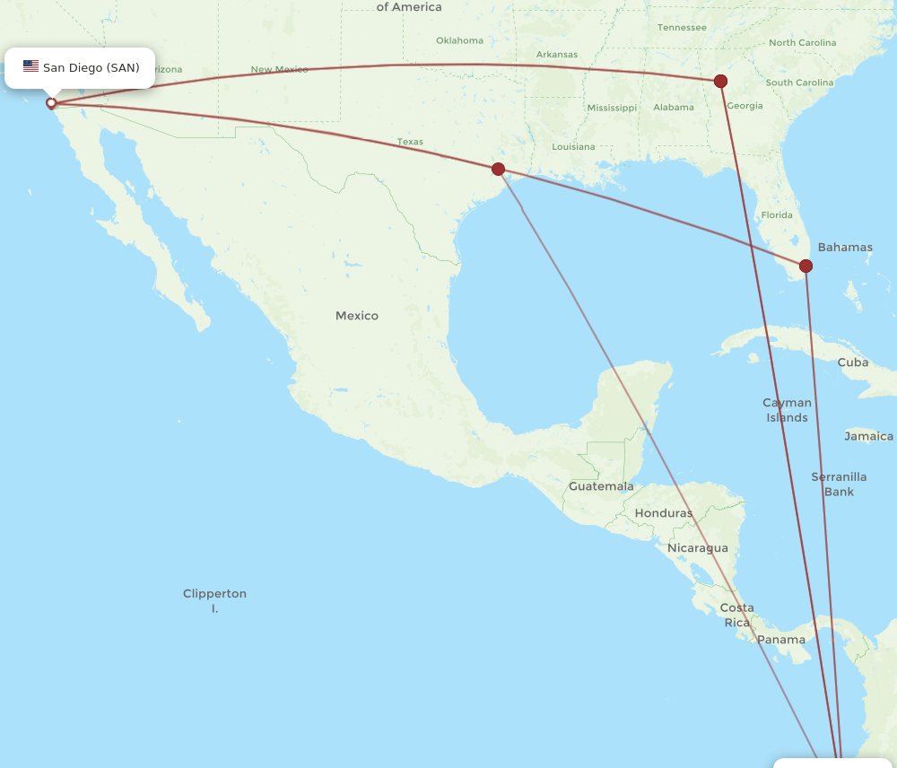 SAN-UIO flight routes